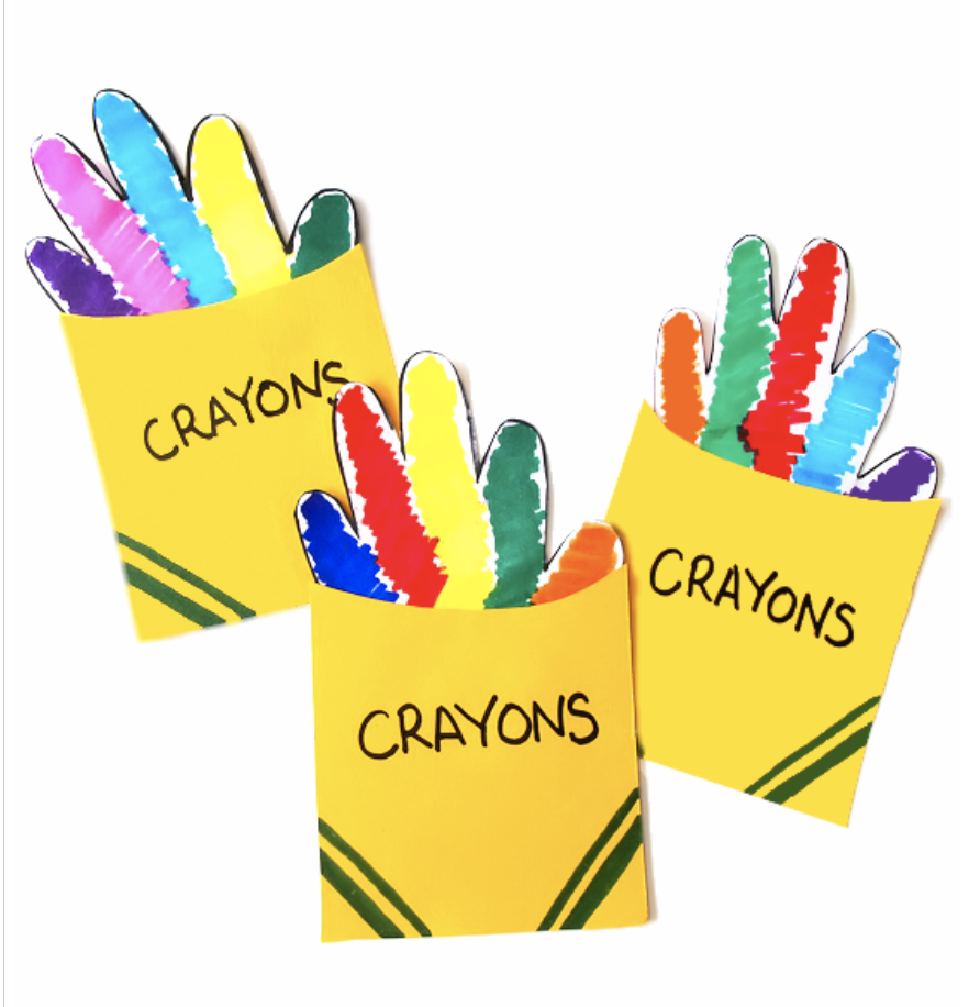 Fun colorful handprint crayon craft for kids to do for back to school from ABCmouse.com. 